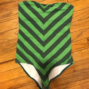 Strapless chevron one piece bathing suit